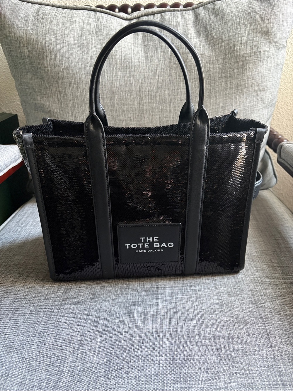 Marc Jacobs Black Sequin The Tote Bag - Women's Top Handle Tote